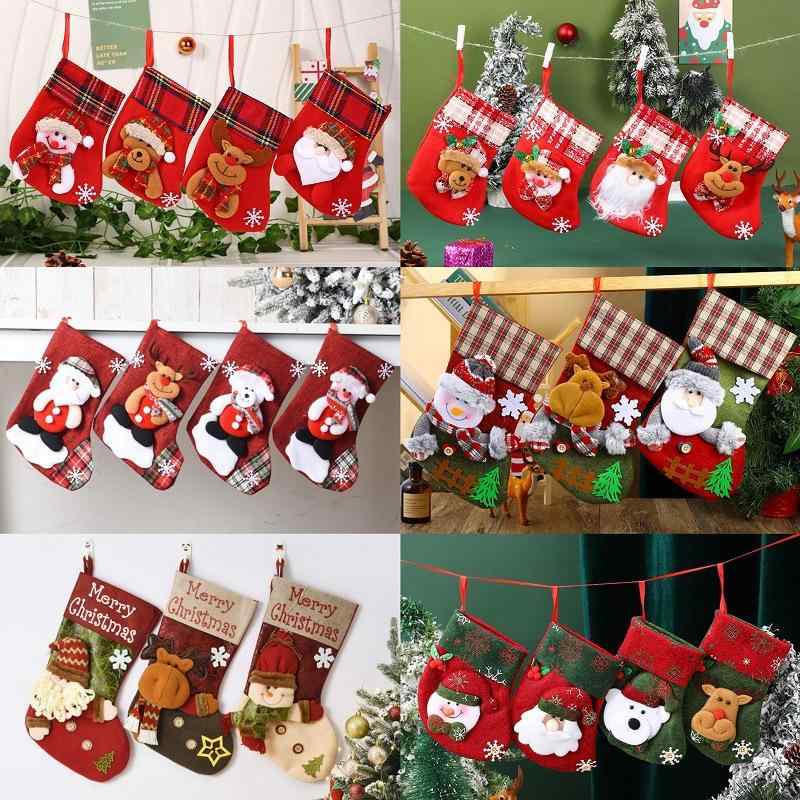 クリスマス雑貨 ミニ ソックス ギフトバッグ 贈り物袋 プレゼント用 キャンディバッグ 小物入れ クリスマスツリー オーナメント 装飾 パーティー飾り