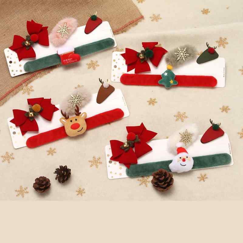 キッズ クリスマス アクセサリーセット スナップブレスレット ヘアクリップ 髪飾り かわいい ユニーク 新商品 イベント パーティー 装飾 オーナメント プレゼント