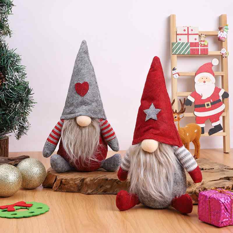 クリスマス 飾り 置物 無顔 老人 エルフ 人形 布製 欧米 スタイル カートゥーン クリエイティブ 赤 グレー