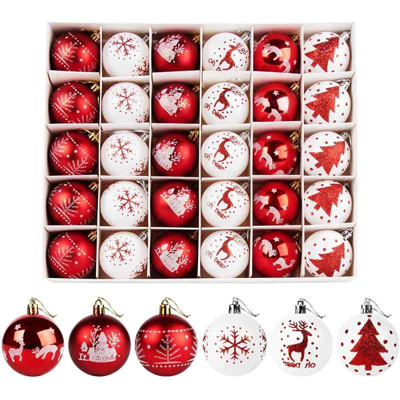 クリスマスオーナメント 6cm 30個 カラフル 絵付け 光沢 ボール クリスマスツリー デコレーション 飾り付け パーティー イベント
