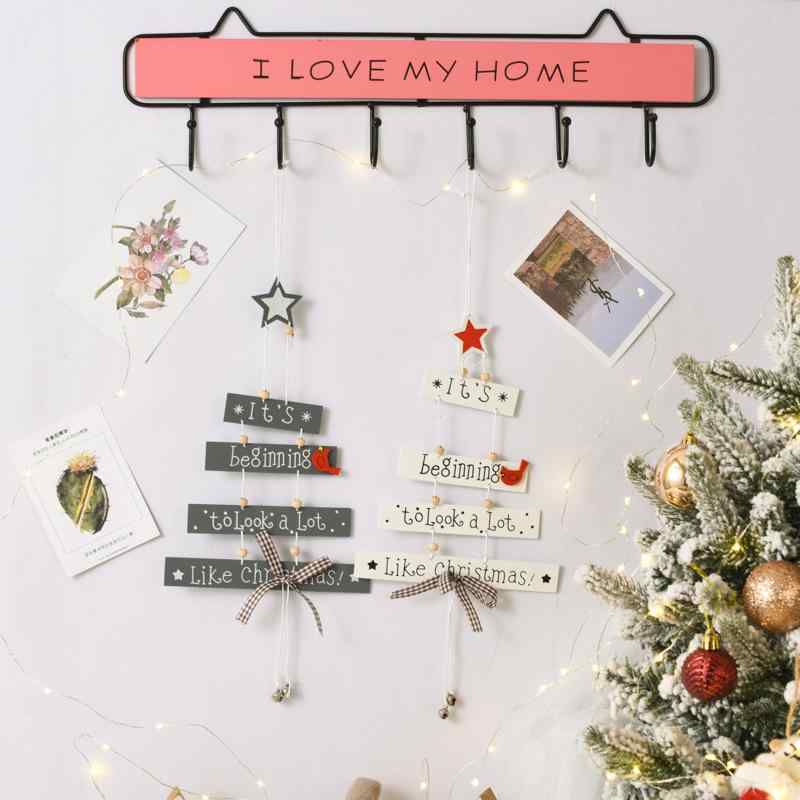 クリスマス オーナメント 木製 ウッド ツリー飾り ドア装飾 玄関飾り 風鈴 アルファベット 文字プレート ベル 鈴 吊り下げ インテリア雑貨 デコレーション おしゃれ かわいい