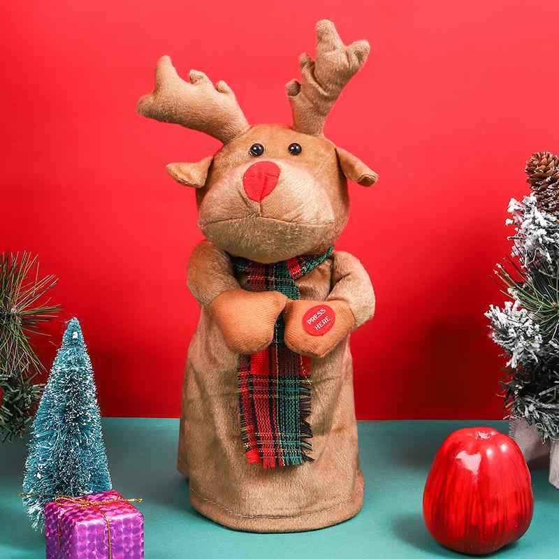 クリスマス 置物 回転 踊る鹿 音楽付き 電動 サンタクロース 人形 デコレーション パーティー イベント 飾り付け インテリア 雑貨 かわいい