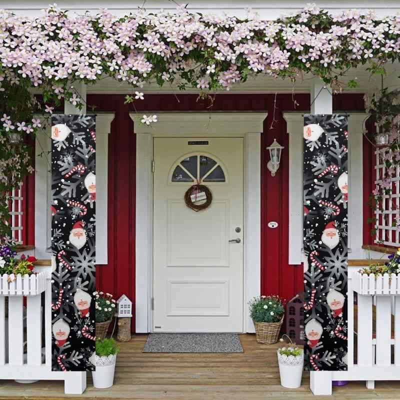 クリスマス タペストリー サンタクロース キャンディ 雪の結晶 柄 玄関 ドア ポーチ 壁掛け 装飾 おし..