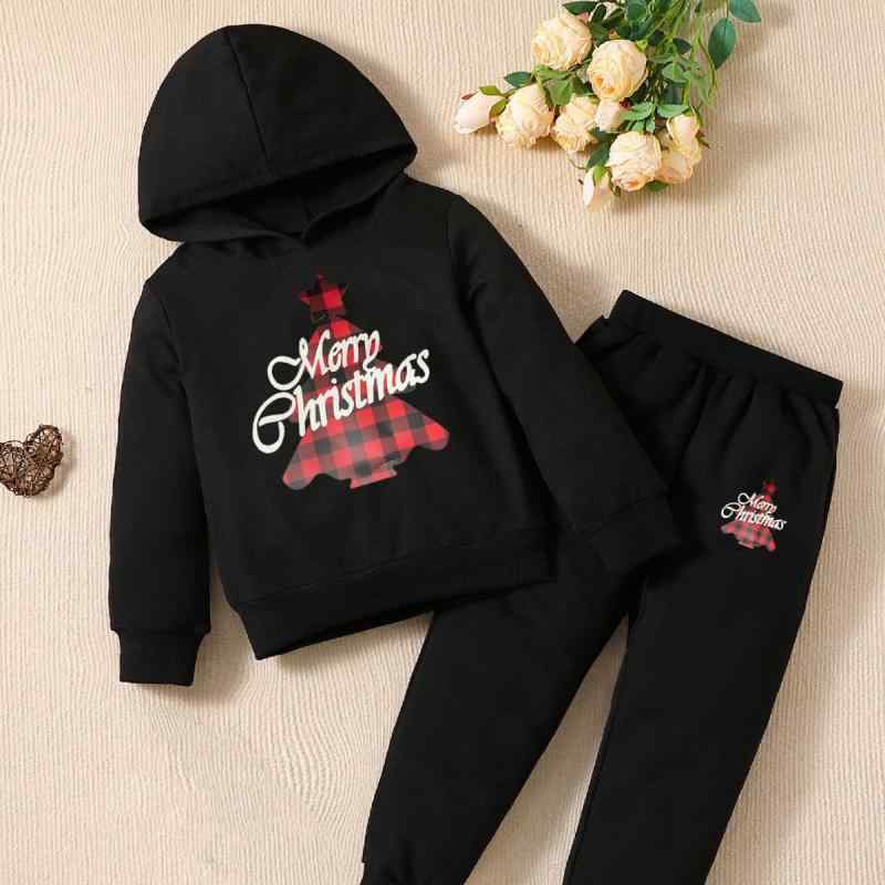 セットアップ キッズ 女の子 長袖 パーカー トップス 2点セット クリスマスツリー柄 カートゥーン かわ..