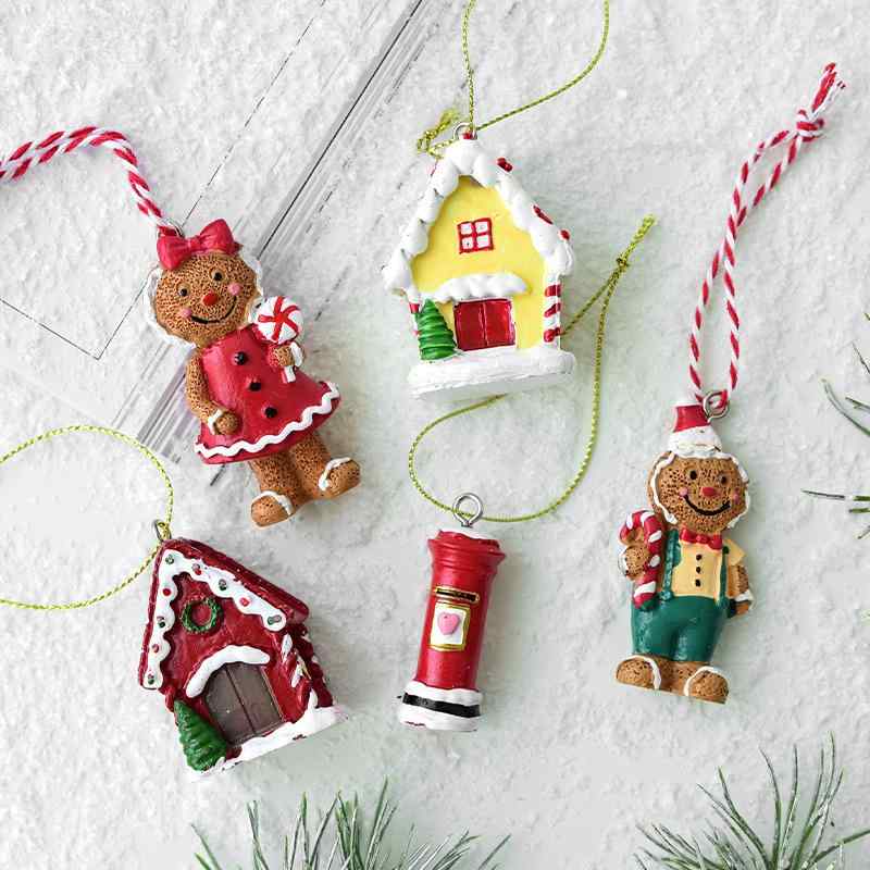 クリスマスオーナメント ジンジャーブレッドマン 人形 マスコット 郵便ポスト 樹脂製 吊り下げ クリス..