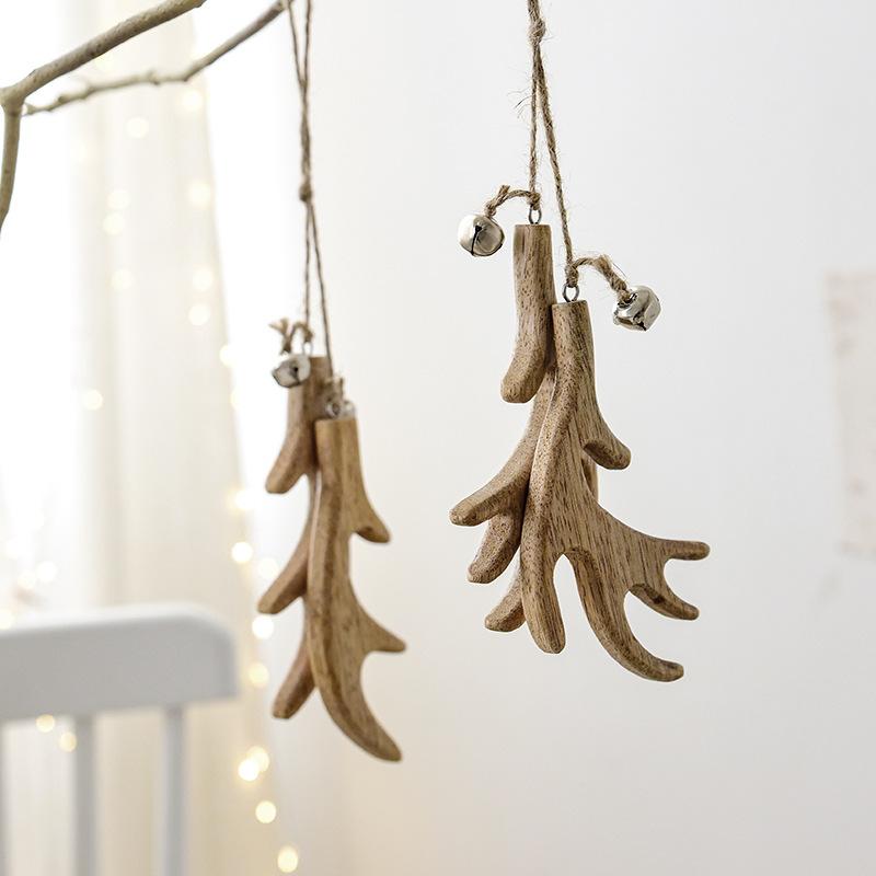 装飾品 北欧 レトロ クリスマス 木製 鹿の角 トナカイ ドア掛け 鈴 クリスマスツリー オーナメント 玄関飾り 壁飾り おしゃれインテリア雑貨 デコレーション 小物 ディスプレイ