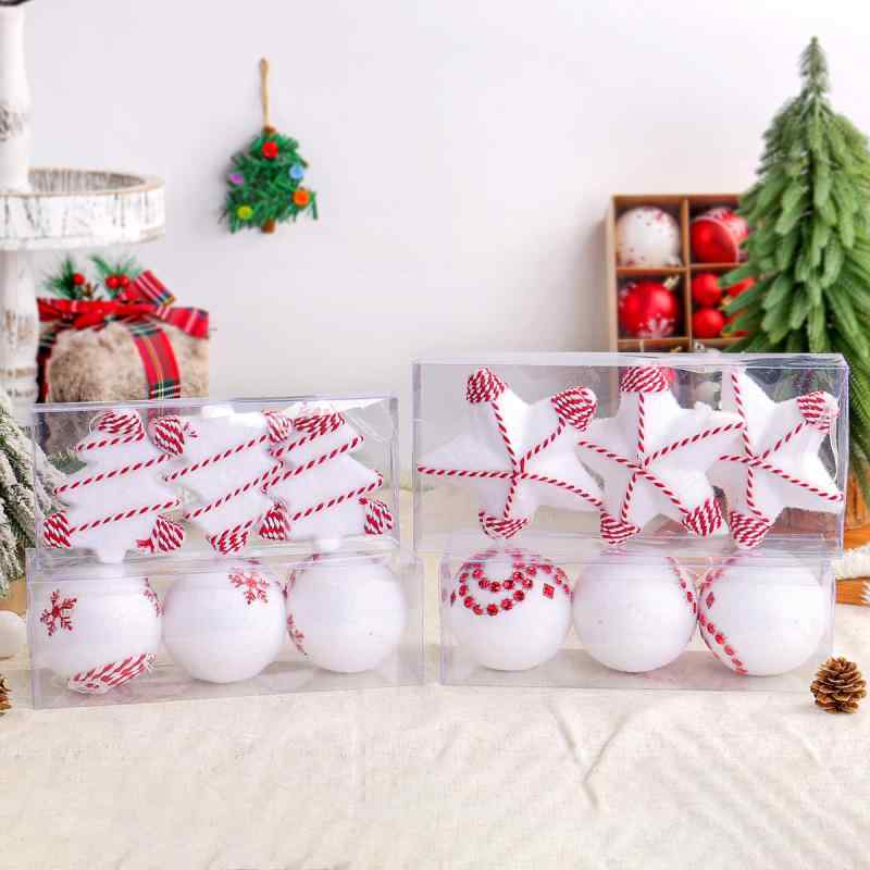 クリスマスオーナメント クリスマスボール スター 星形 麻ひも フォーム素材 吊り下げ飾り クリスマスツリー デコレーション ホリデーシーズン ボックスセット