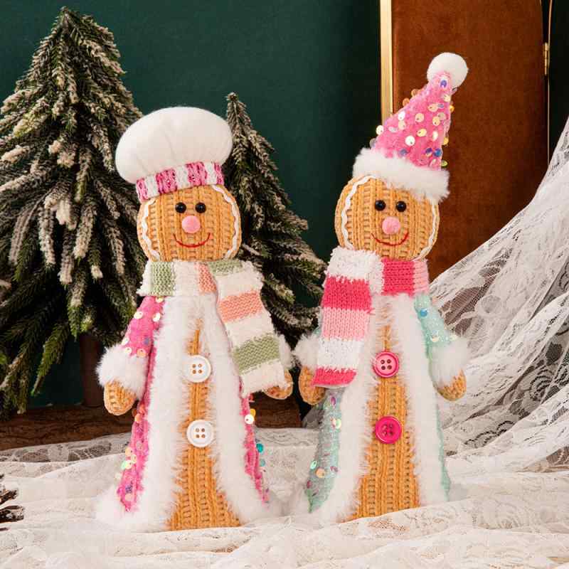 置物 クリスマス デコレーション ジンジャーマン キャラクター かわいい 子供用 マスコット スパンコー..