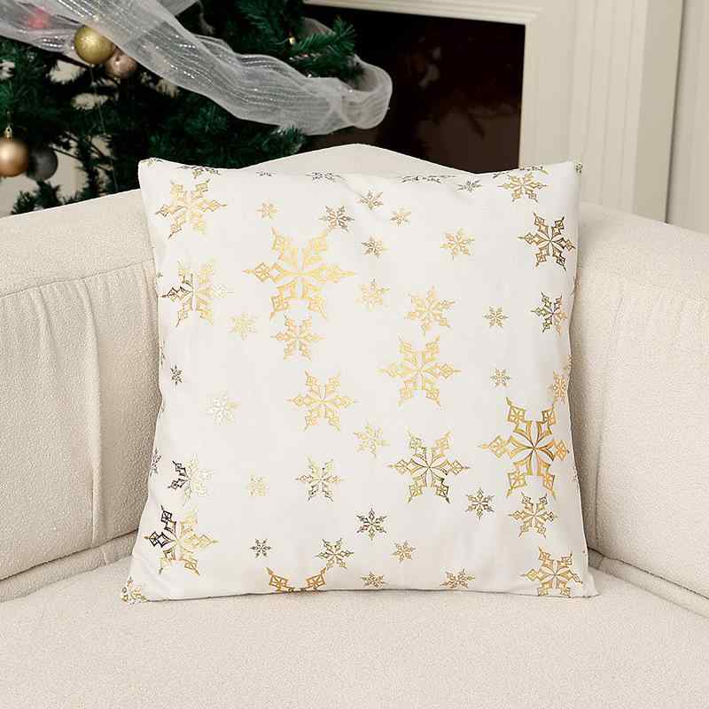クッションカバー クリスマス ソファ用 腰枕用 抱き枕用 雪の結晶 スノーフレーク柄 フランネル 起毛素..