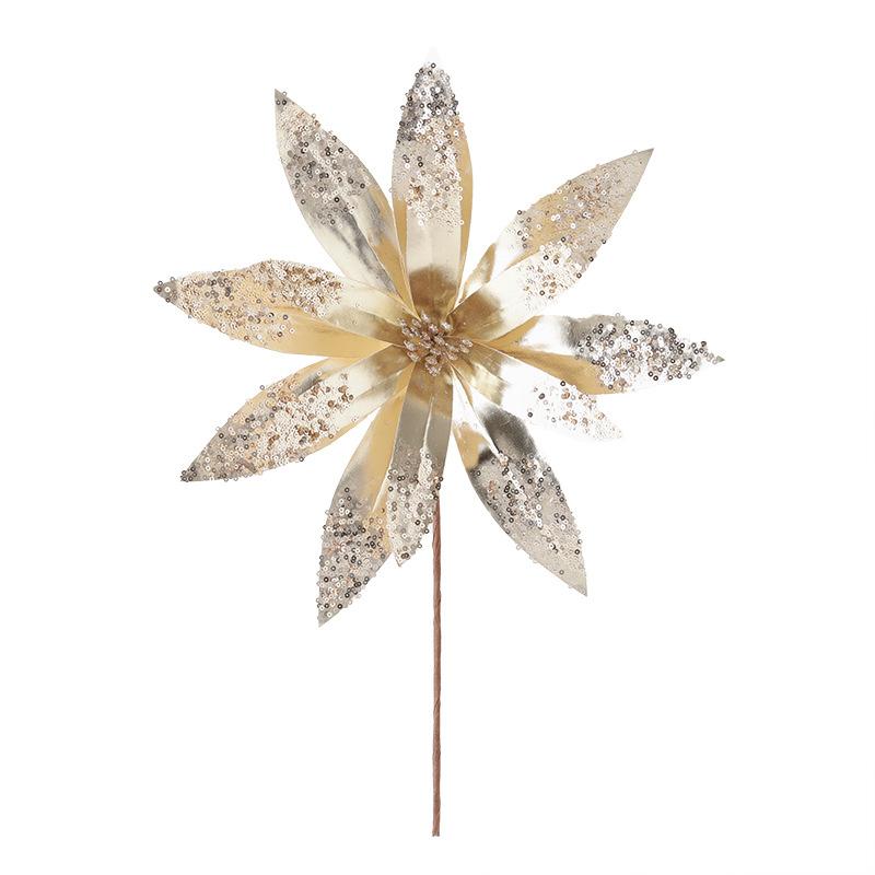 クリスマスオーナメント 金 花 造花 高級感 光沢生地 特大サイズ ツリー飾り 華やか 豪華 ゴージャス パーティー 店舗装飾 玄関 窓飾り