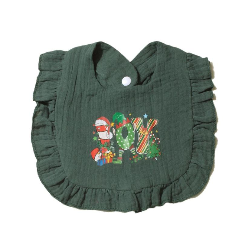 よだれかけ 男の子 女の子 ベビー 綿 ガーゼ フリル クリスマス 装飾 秋冬 白 ワインレッド ダークグリーン 柔らかい 吸水 速乾 新生児 幼児 オールシーズン使用
