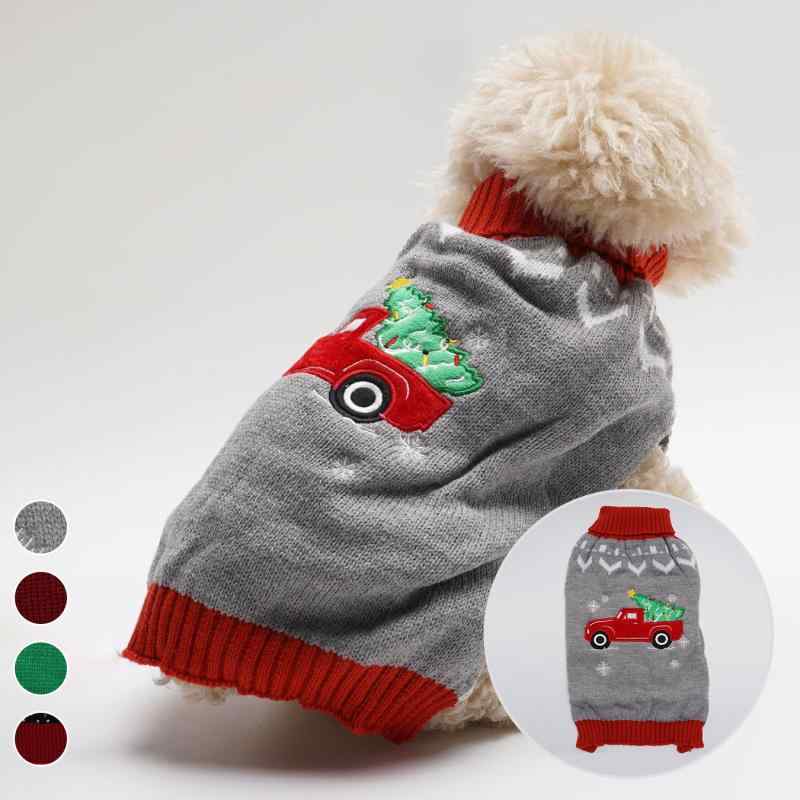 犬服 クリスマスセーター ブリティッシュスタイル プードル 車 ジンジャーブレッドマン トナカイ サン..