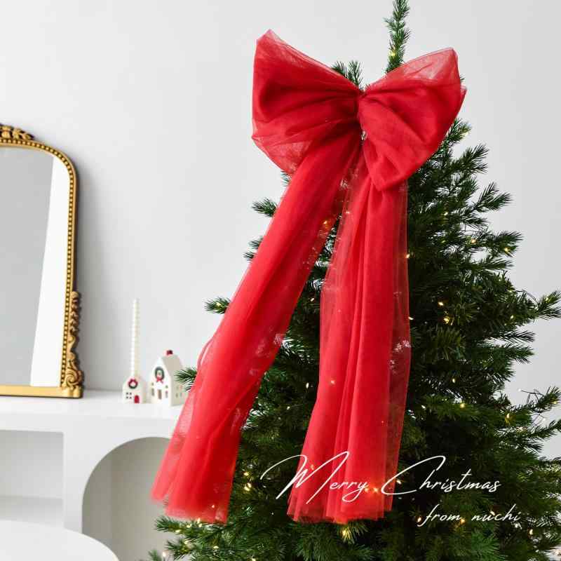 クリスマス飾り クリスマスツリー リボン 蝶結び オーナメント スノーガーゼ オーガンジー ショーウィ..