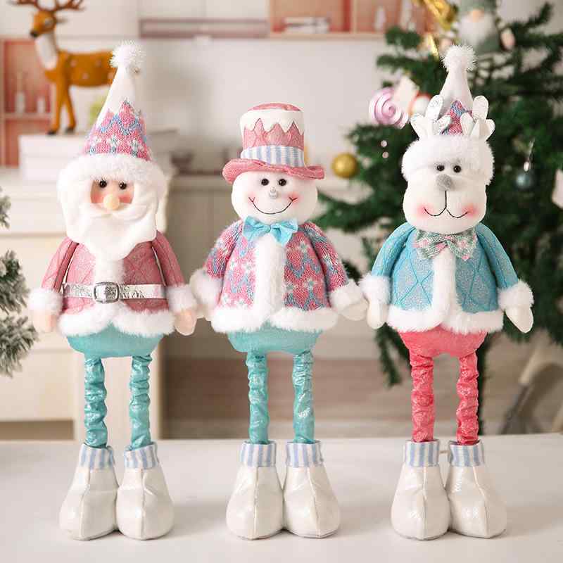 クリスマス飾り サンタクロース 伸縮人形 ぬいぐるみ ドール かわいい キャンディーカラー パーティー イベント 店舗 ディスプレイ ショーウィンドウ 置物 インテリア オブジェ