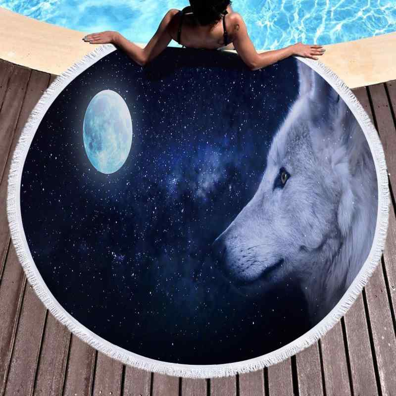 タオル ビーチタオル バスタオル 海水浴 プール 旅行 アウトドア レジャー リゾート ピクニック 狼 円..