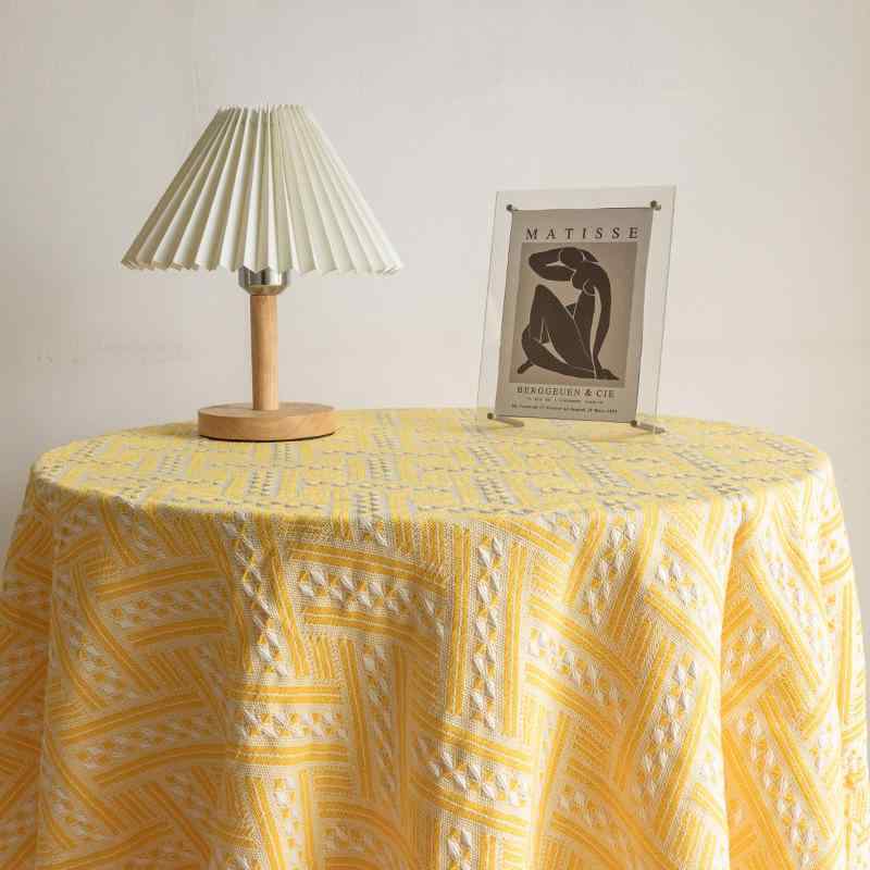 テーブルクロス ソファカバー TV台カバー ピクニックシート 北欧 フレンチスタイル ニット 綿 黄色 滑..