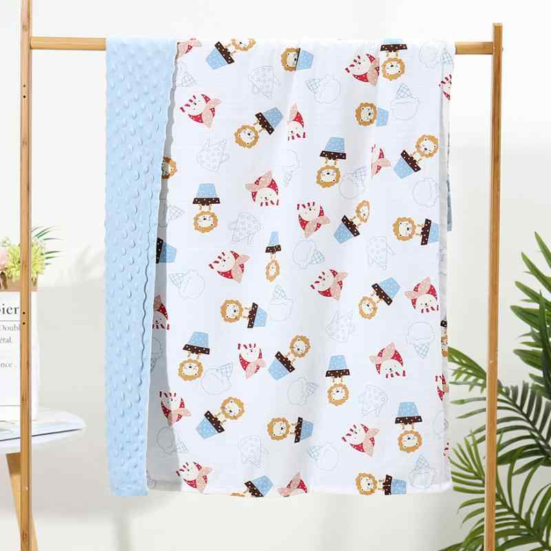 ベビー ブランケット 男の子 女の子 ガーゼ 双層 綿 動物柄 薄手 掛け布団 通気性 吸湿速乾 Aクラス ブルー ピンク グレー