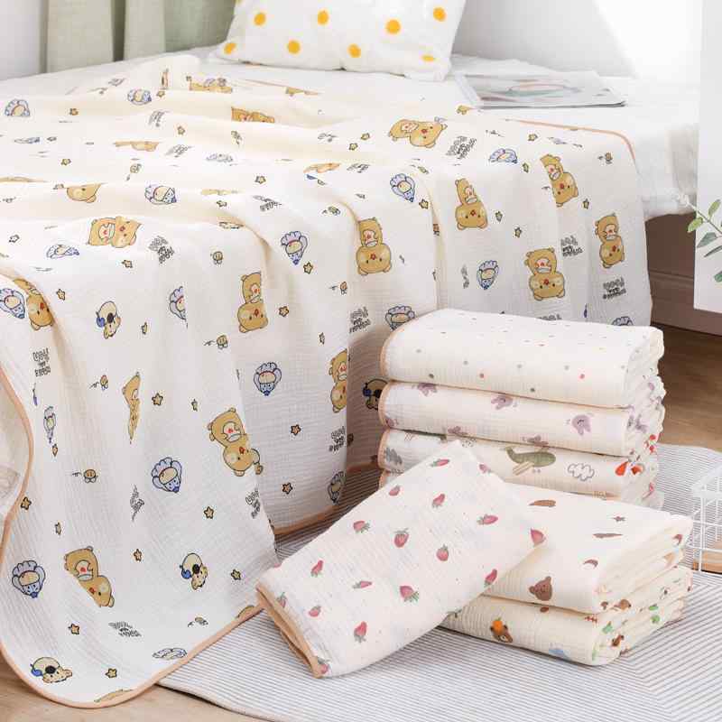 ベビー ガーゼ 包巾 男の子 女の子 夏用 二層 プリント バスタオル 抱っこ布 新生児 スワドリング 綿素材 軽量 吸湿速乾 桃 風船柄 ウサギ柄