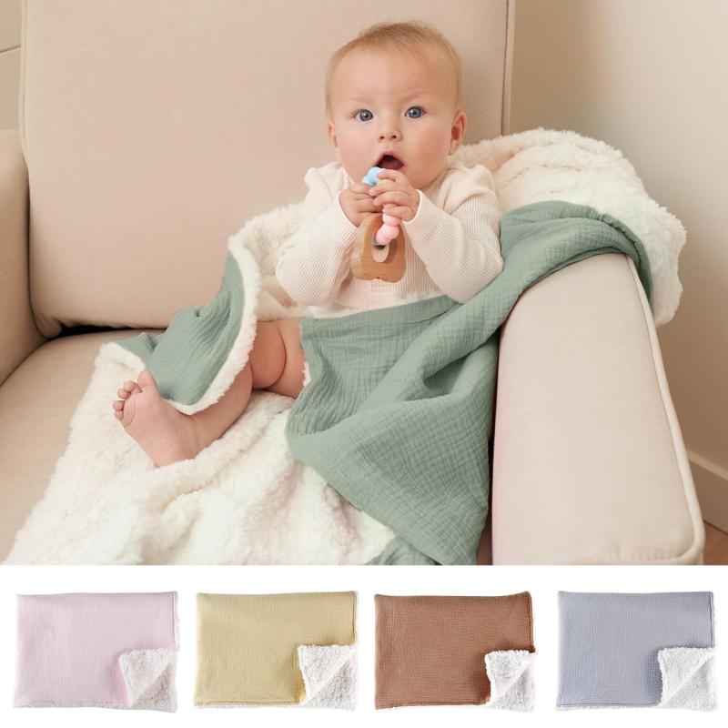 ベビー 抱っこ毛布 男の子 女の子 ムスリン コットン ガーゼ 厚手 肌触り良い 新生児用 スワドル カバー ブランケット ピンク グリーン ベージュ