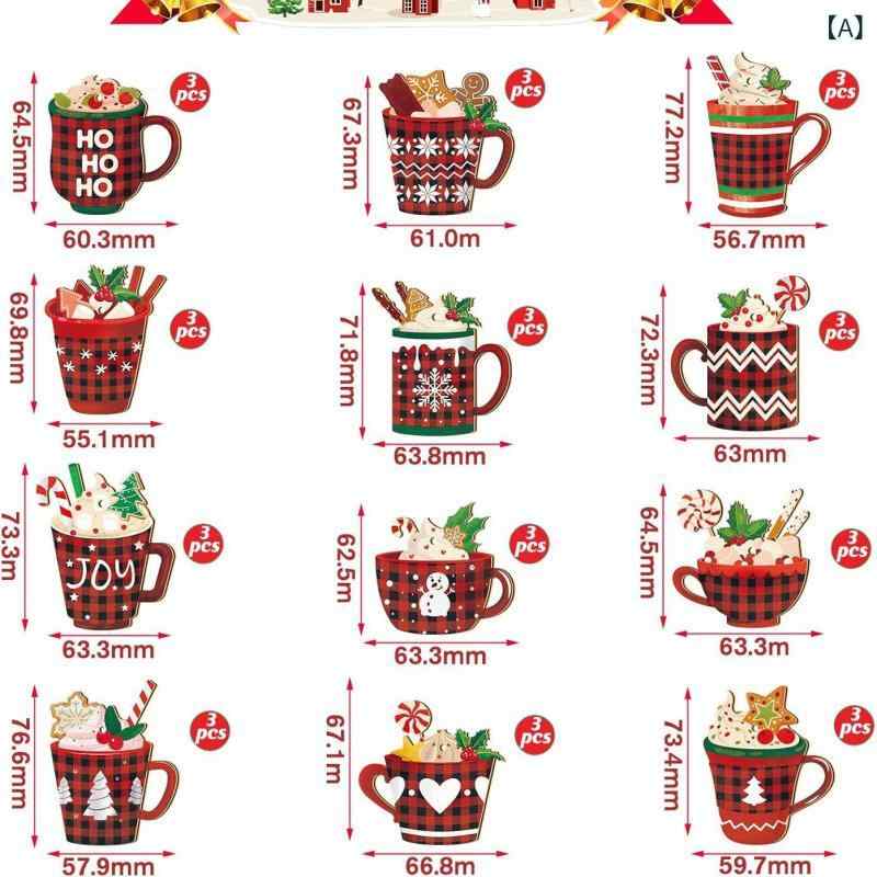 クリスマス 木製 オーナメント ホットココア モチーフ 赤 コーヒーカップ 掛飾り ツリー 装飾 個性 パ..