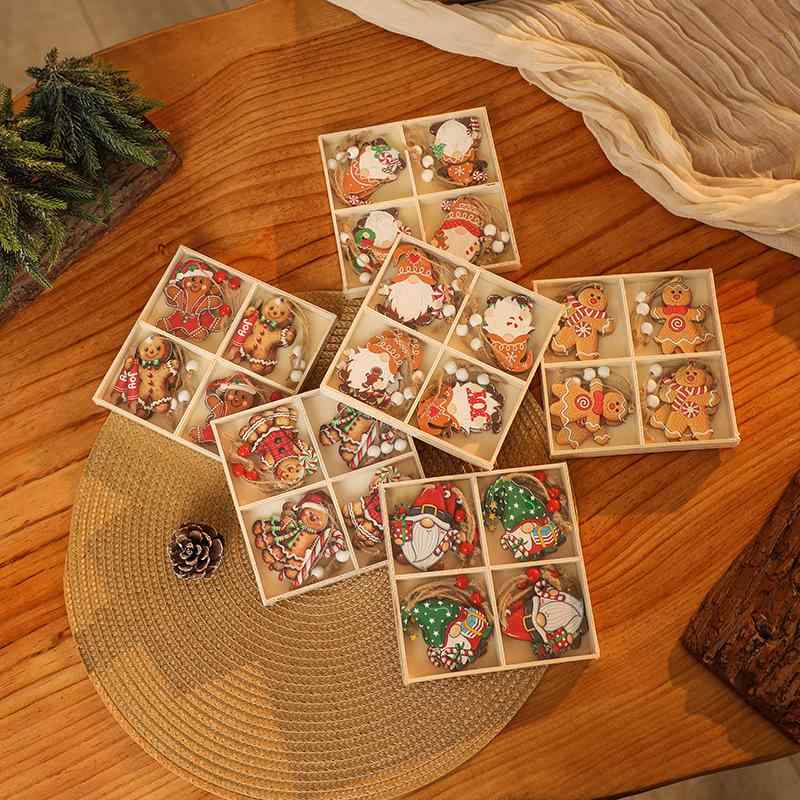 クリスマス 飾り 木製 オーナメント サンタクロース ハンガー ジンジャーブレッドマン ツリー デコレー..