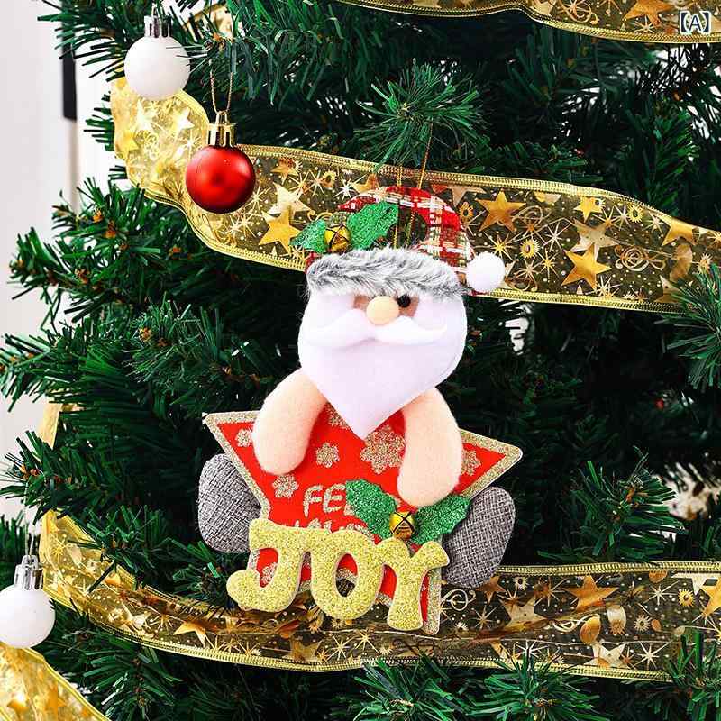 クリスマスツリー オーナメント かわいい ポップ サンタクロース 雪だるま 小鹿 鈴飾り ぬいぐるみ風 ..