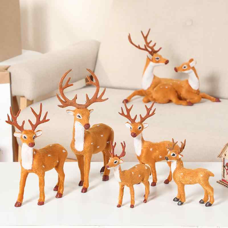 クリスマス飾り ミニチュア かわいい シカ 置物 木製 リアル フィギュア ツリー ディスプレイ 店舗 シ..