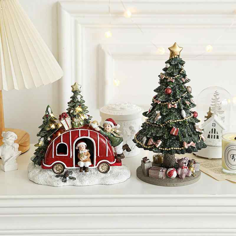 クリスマスツリー 樹脂 置物 小型 デスクトップ 飾り 冬 インテリア ギフト ミニチュア ドールハウス ショーウィンドウ ディスプレイ