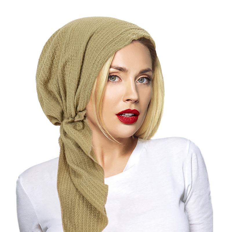 帽子 レディース 単色 弾力 伸縮性 ポリエステル ヘッドスカーフ 弧形 波浪 セットオン タイプ ファッ..