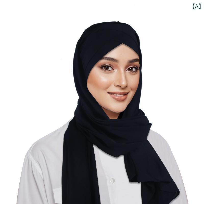 レディース スカーフハット 綿素材 夏用 単色 黒 紺 灰 エスニック シンプル 二重交差 バンド 額前固定..