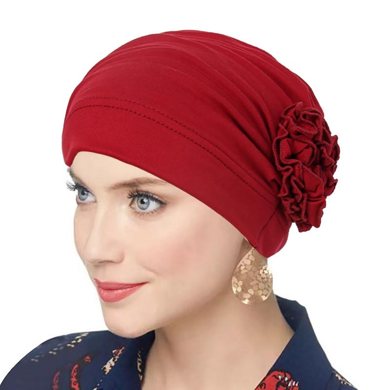 レディース 伸縮性 ポリエステル 無地 花柄 プルオーバー ヘッドスカーフ ムスリム 頭巾 普段使い 黒 ..