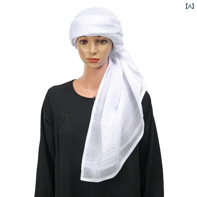 スカーフ アラビアン風 赤白 チェック柄 ヘッドスカーフ ファッション アイテム ポリエステル 素材 快..