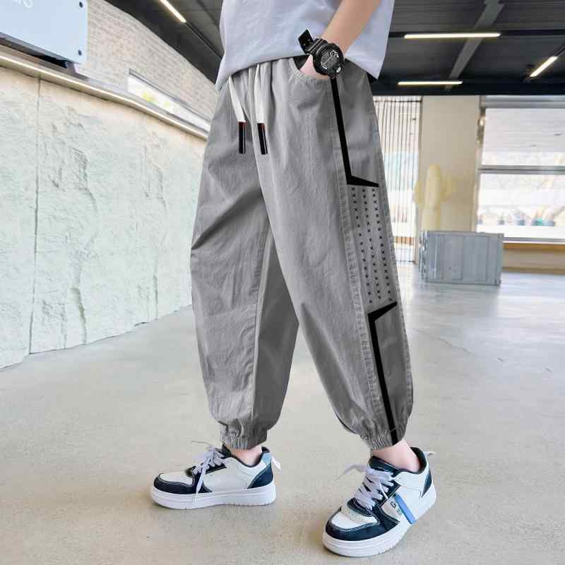 キッズ 男の子 パンツ 夏 防蚊 接触冷感 長ズボン ゆったり カジュアル 足首絞り ポリエステル繊維 軽..