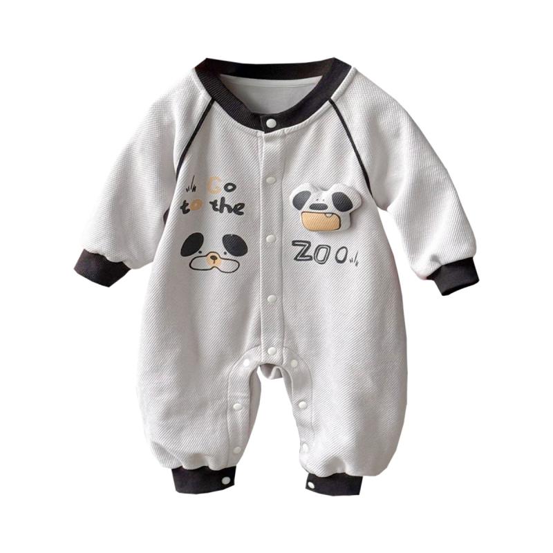 ・カテゴリ: 連体服・スタイル: 韓国・主な素材: 綿50%、ポリエステル46.1%、スパンデックス3.9%・袖丈: 長袖・閉じ方: 単排ボタン・カラー展開: グレー・サイズ展開: 66cm、73cm、80cm、90cm・対象年齢: 1〜3歳・対象性別: 男児・厚み: 普通