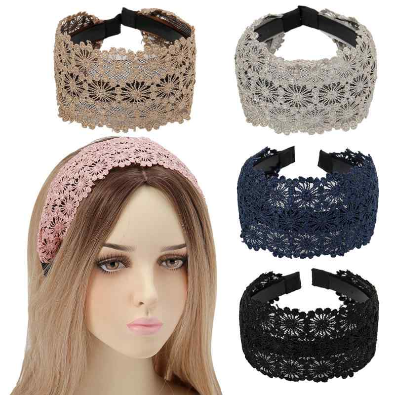 ヘアバンド レディース レース 布製 ワイド リボン ヘアアクセサリー レトロ 通勤 秋 黒 紺 ピンク か..