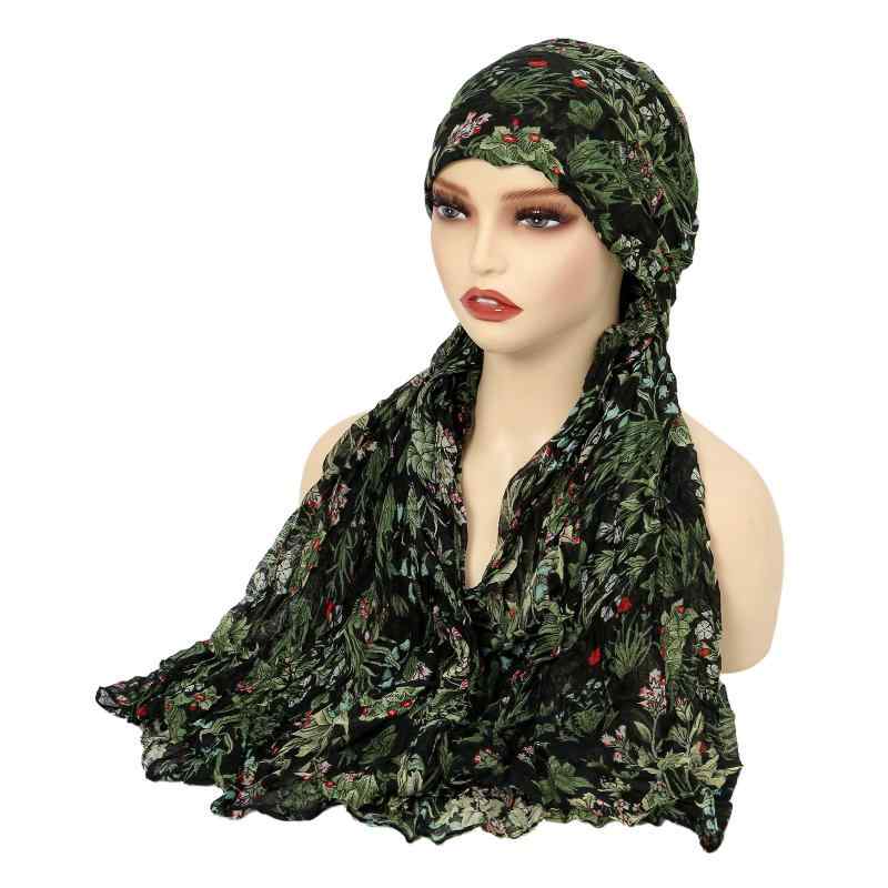 レディース スカーフ 小花柄 ヘッドラップ 中長丈 ポリエステル フラワー柄 甘め ファッション 普段使..
