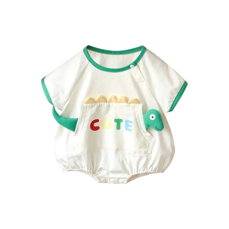 ベビー 男の子 半袖 クローリング服 夏用 通気性 綿素材 薄手 コントラストカラー アルファベット柄 黄..