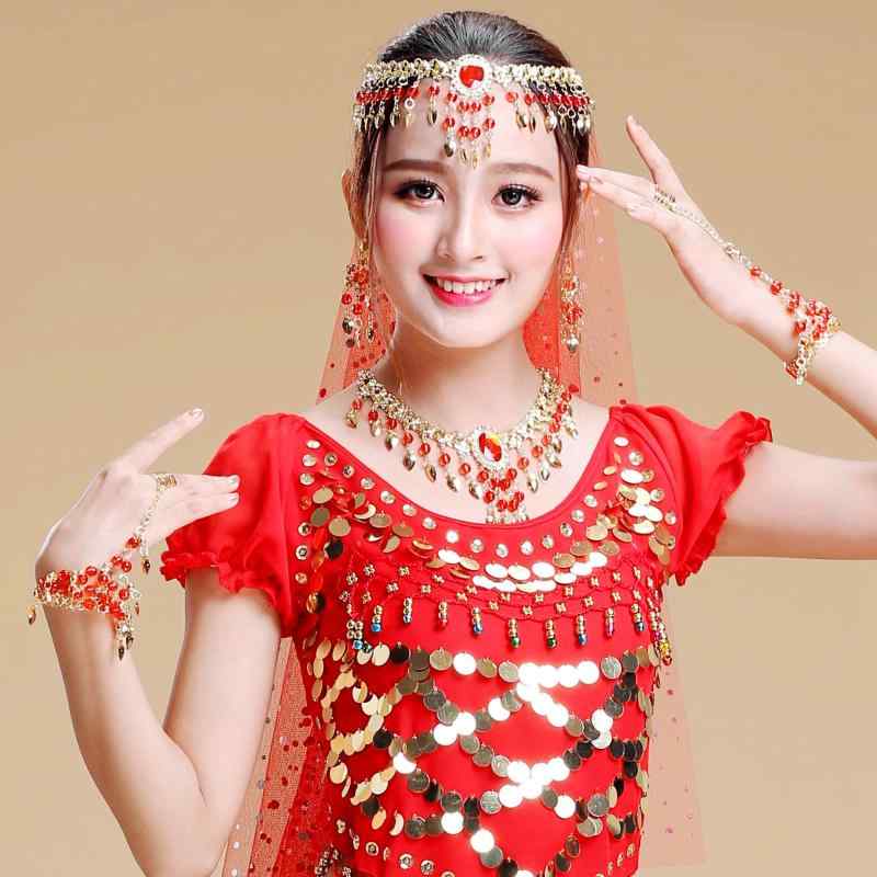 ダンス アクセサリー メンズ レディース 赤 ピンク ブルー ビーズ ヘッドドレス ベールスカーフ イヤリ..