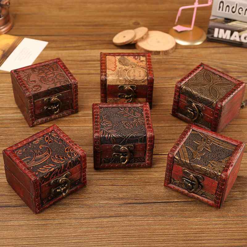 収納ボックス 木製 レトロ アンティーク風 小型 整理 雑貨 化粧品 薬 玩具 収納 リビング ベッドルーム..