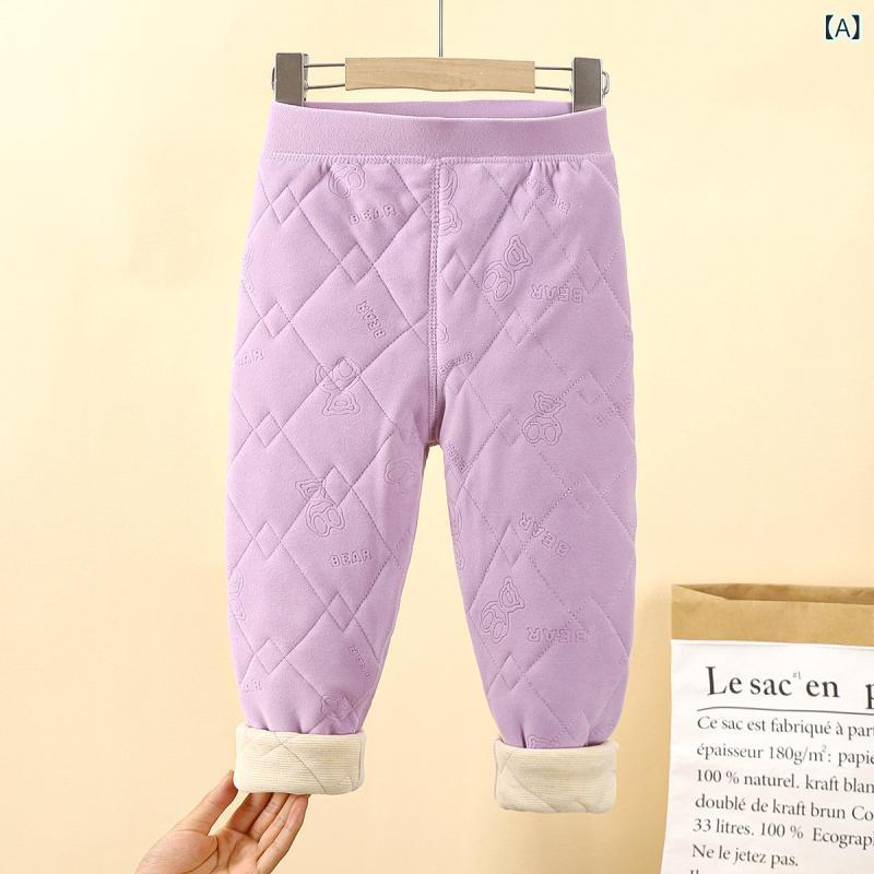 子供 保暖パンツ 男の子 女の子 秋冬 厚手 三層構造 綿混 ポリエステル 柔軟素材 無地 カジュアル ロン..