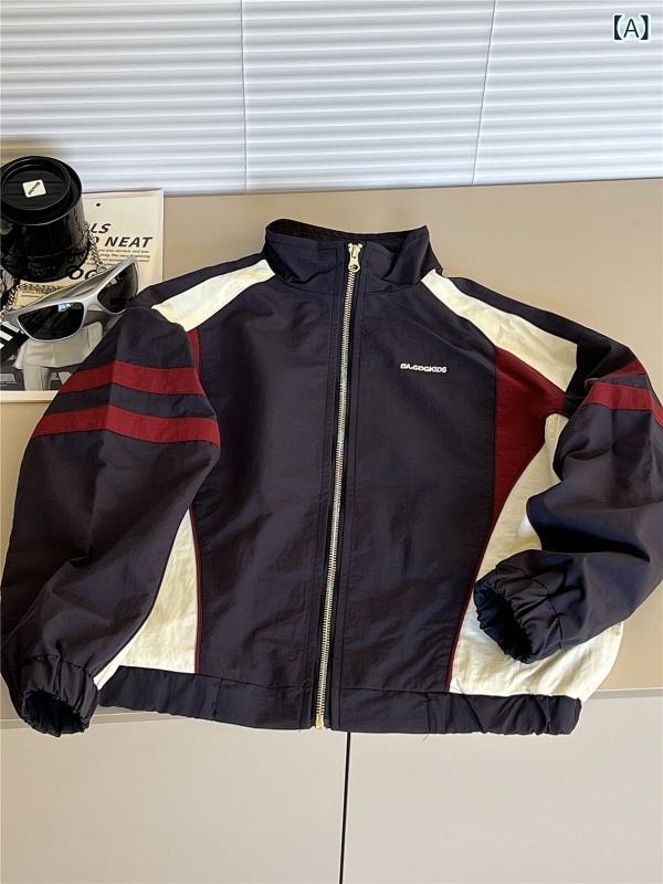 ジャケット 男の子 女の子 子供用 レトロ デニム フード付き 長袖 短丈 コントラスト 刺繍 コットン 柔..