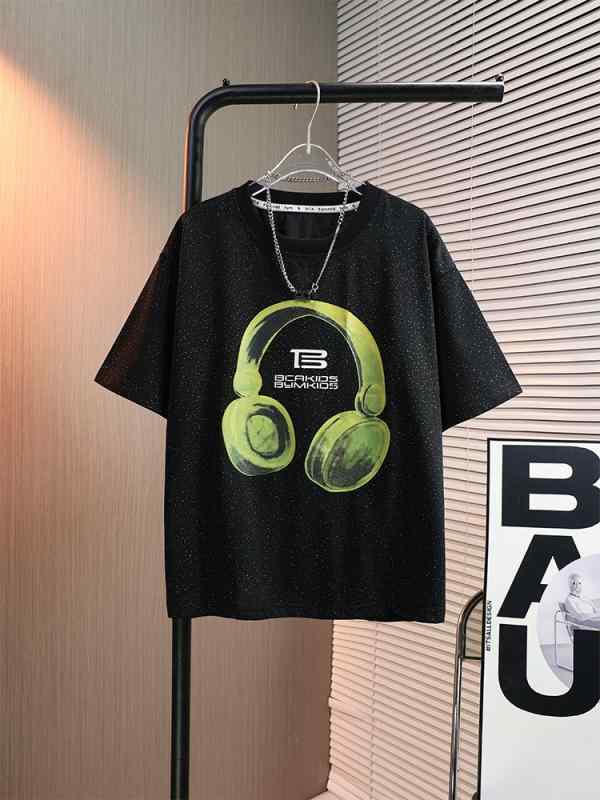 男の子 夏 半袖 Tシャツ カジュアル 薄手 綿 ポリエステル混 柔らかい アルファベット プリント スパン..