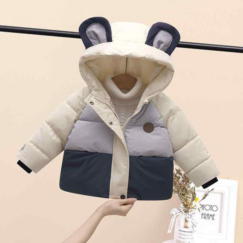 男の子 キッズ ダウンジャケット 秋冬 厚手 コットン コート 柔らかい ポリエステル 混紡 麻 リネン ネイビー カーキ トレンド スタイル 3-8歳 対応