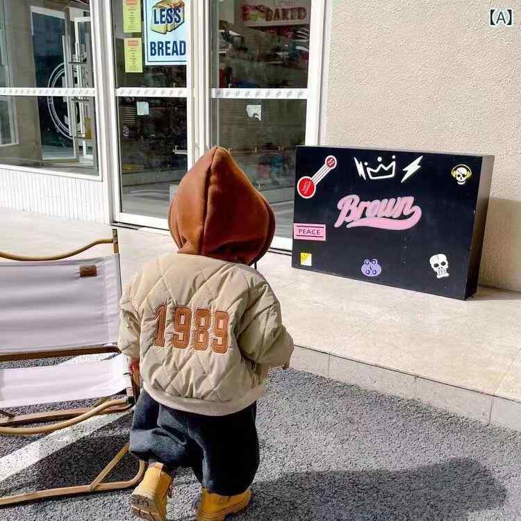 キッズ コート 男の子 冬 厚手 フード付き ダウンジャケット 綿混紡 柔軟素材 カジュアル トレンド ライトベージュ ダークベージュ