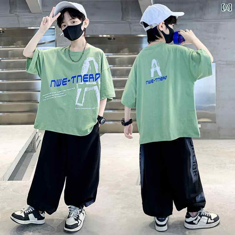 男の子 夏 スポーツ 2点セット 半袖 トップス ショートパンツ 韓国 カジュアル 綿 薄手 柔らかい 酵素..