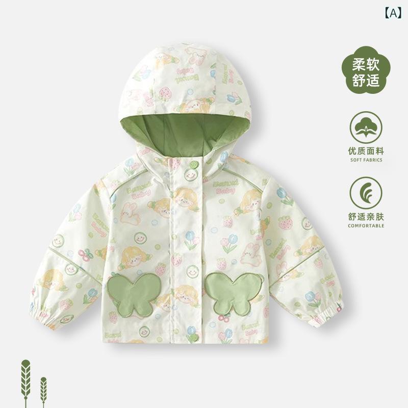 キッズ ジャケット 女の子 ベビー 幼児 フード付き カジュアル アウトドア 外出 公園 散歩 遊び ウィン..