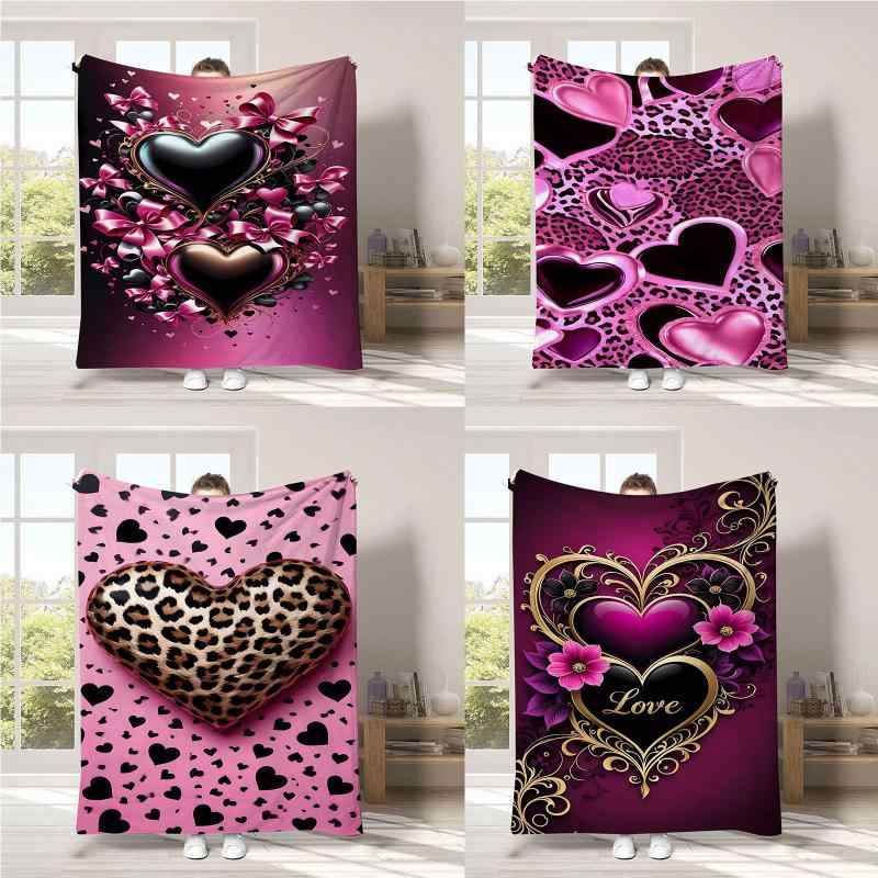 毛布 メンズ レディース ハート柄 フランネル 厚手 ポリエステル デジタルプリント 柔らかい 暖か 寝室..