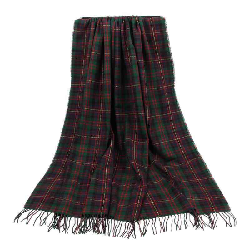 ショール ブランケット メンズ レディース 格子柄 ロング 大型 赤緑 深緑 黒 ウール調 保暖素材 フリンジ カジュアル 防寒