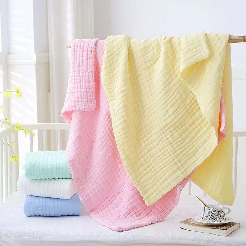 ベビー 男の子 女の子 抱っこ毛布 綿 多層ガーゼ タオルケット ブランケット ピンク イエロー ホワイト 柔らか 吸湿 通気性 軽量 肌触り 赤ちゃん用 寝具