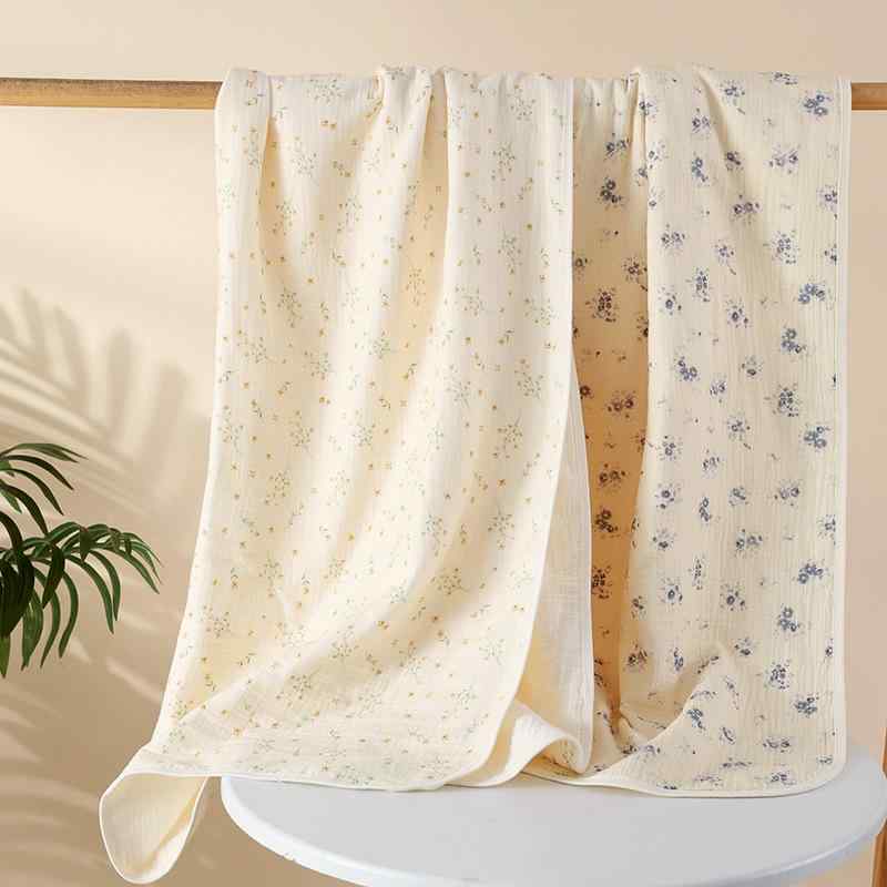 ベビー 抱っこ毛布 男の子 女の子 綿 双層 ガーゼ 薄手 新生児 包む ブランケット バスタオル 兼用 花柄 柔らかい 肌触り 春夏秋 通気性 吸湿 速乾 軽量 120x100